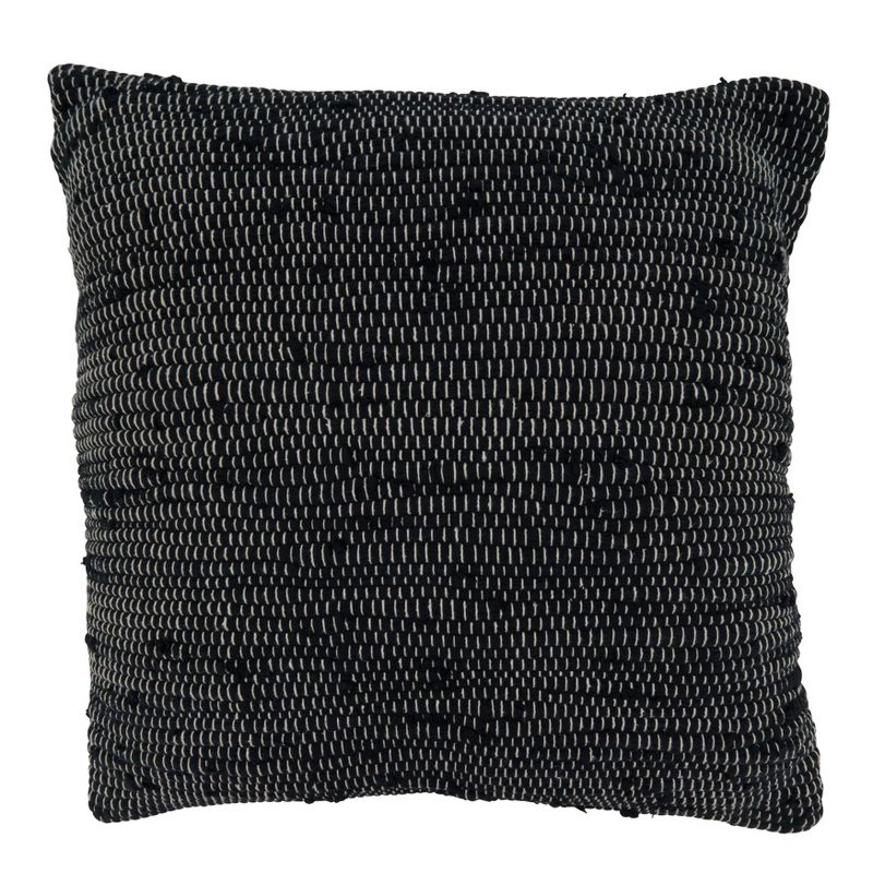 Saro Lifestyle Chindi Throw Pillow With Poly Filling, Black, 22" x 22"
