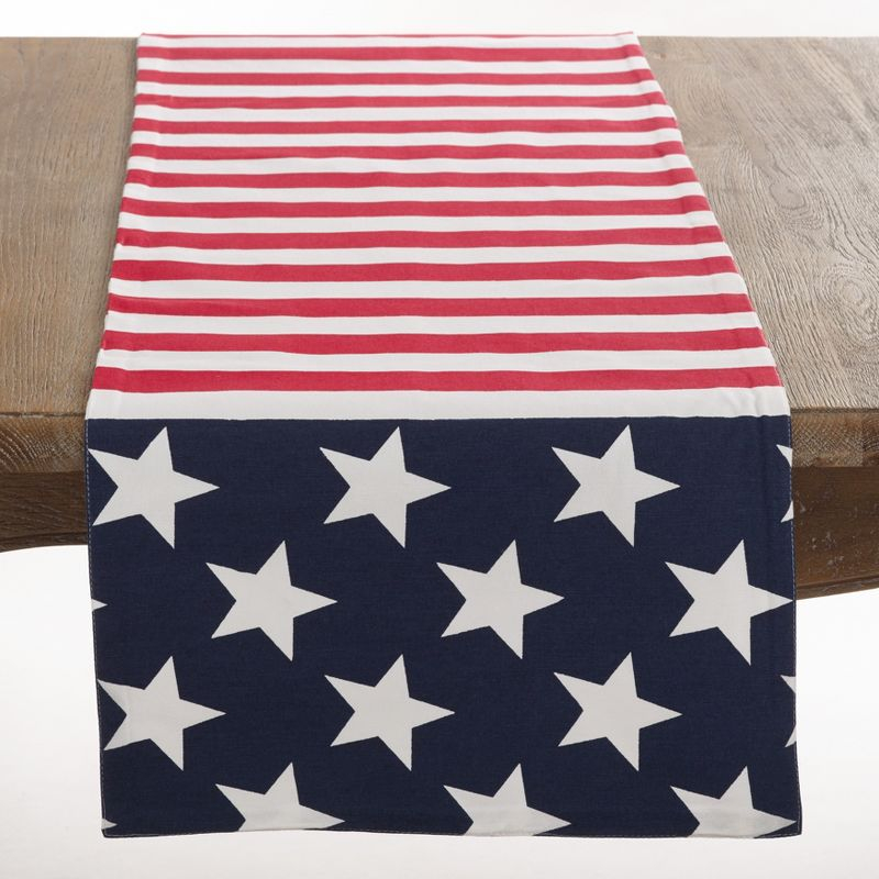 Saro Lifestyle Cotton Table Runner With American Flag Design, Multi, 16" x 54"