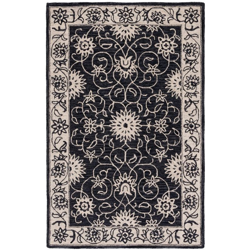 Jardin JAR601 Hand Tufted Area Rug - Black/Ivory - 8'x10' - Safavieh