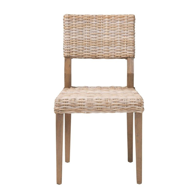 bali & pari Barossa Rattan and Mahogany Wood Dining Chair Kubu Gray/Rustic Taupe