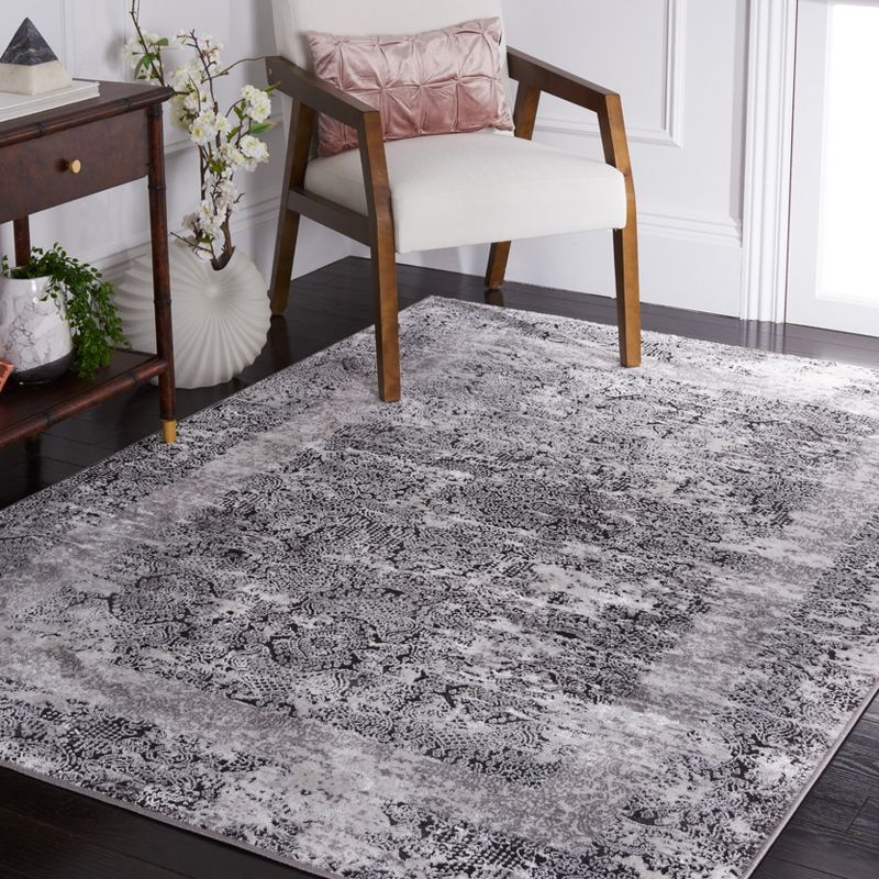Amelia ALA271 Machine Made Indoor Area Rug - Gray/Charcoal - 6'-7"x6'-7" - Safavieh