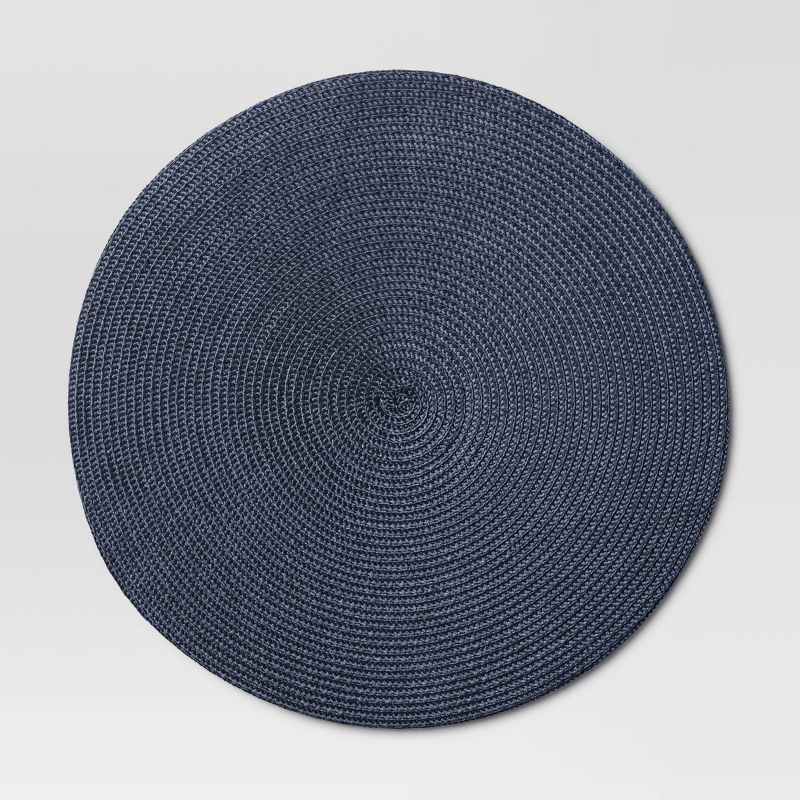 Polyround Charger Placemat Dark Blue - Threshold™: Round Table Mat, Traditional Style, Navy Blue, 15" Diameter