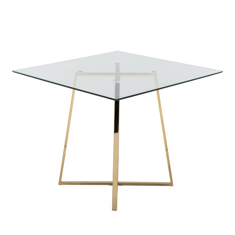 36" Cosmo Square Dining Table Gold/Clear Glass - LumiSource: Modern Pedestal Base, Seats 4