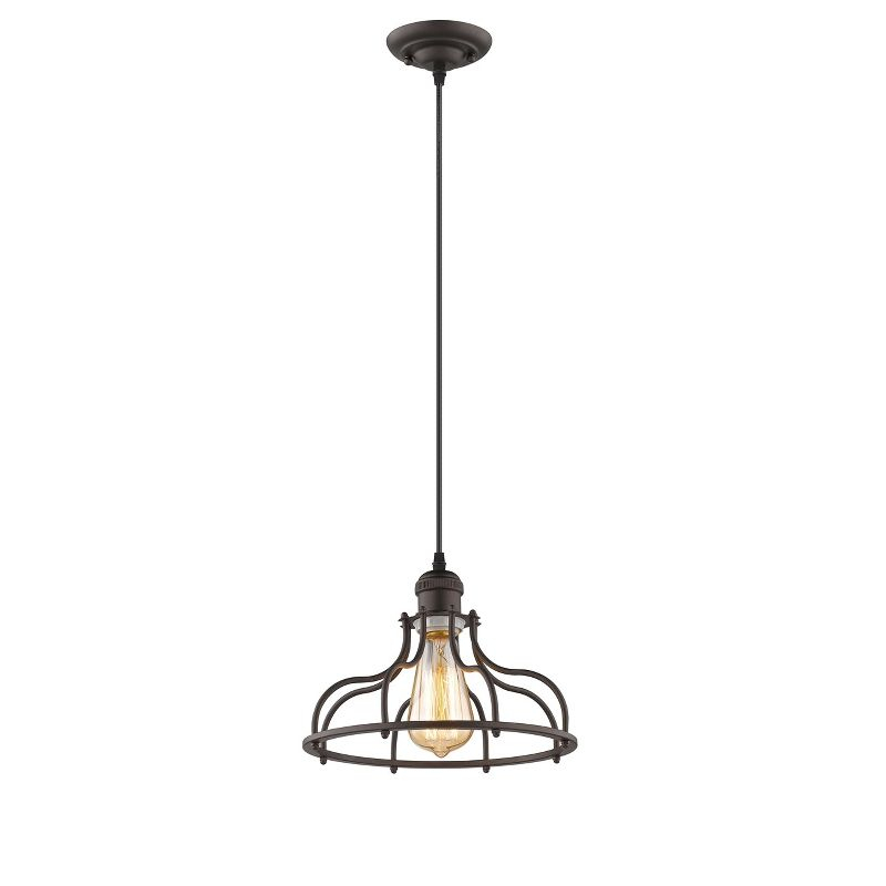 Chloe Lighting Jaxon Industrial-Style 1 Light Rubbed Bronze Ceiling Mini Pendant 10" Wide