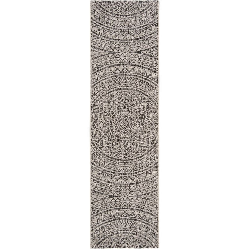 Courtyard CY8734 Power Loomed Indoor and Outdoor Accent Rug - Light Grey/Black - 2'7"x5' - Safavieh