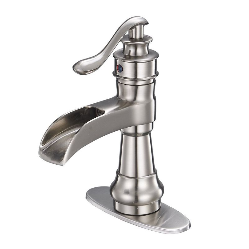 BWE Single Hole Single-Handle Low-Arc Bathroom Faucet in Brushed Nickel