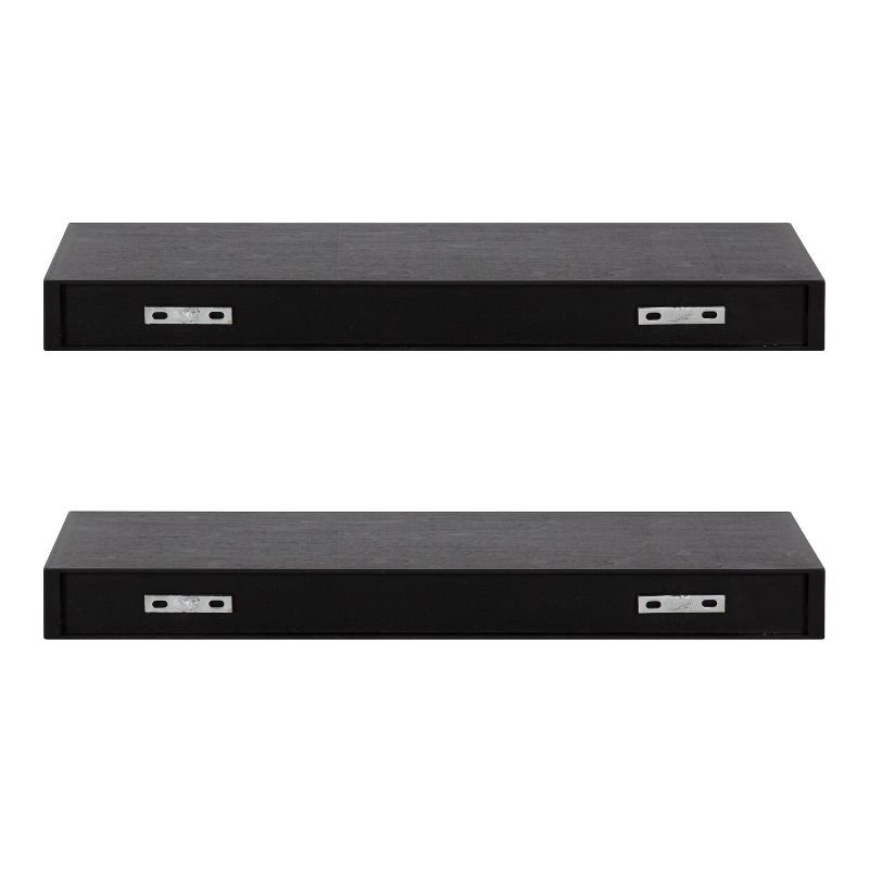 2pc 24" Havlock Wood Shelf Set Black - Kate & Laurel All Things Decor: Solid Wood, Easy Wall Mount