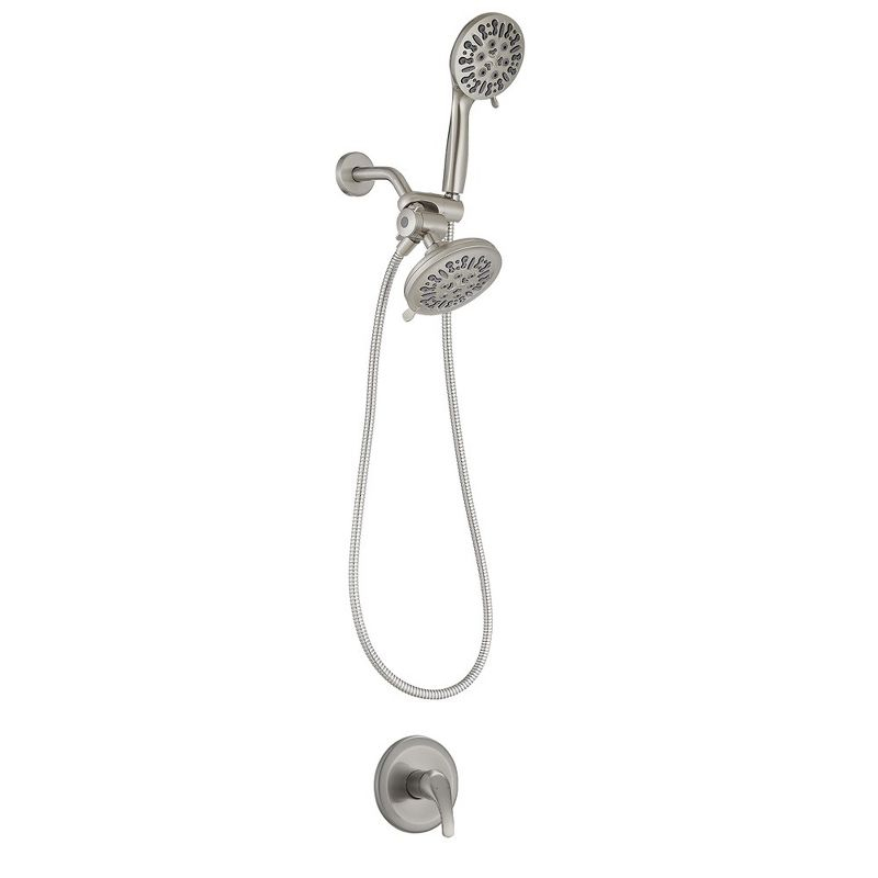 Single Handle 1-Spray Round Rain Shower Faucet Combo Set with Dual Function Pressure Balance Valve