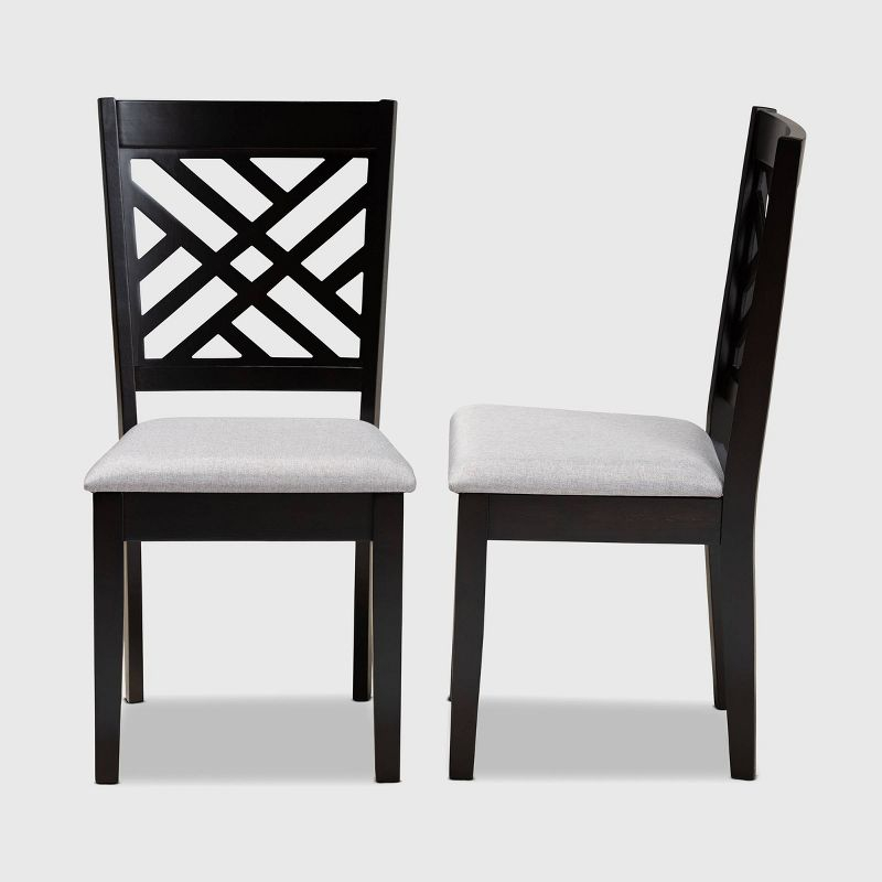2pc Caron Upholstered Wood Dining Chair Set Sand Gray/Espresso - Baxton Studio
