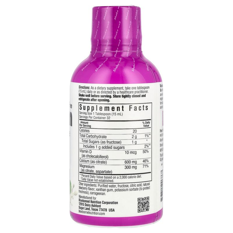 Bluebonnet Nutrition Liquid Calcium Magnesium Citrate & Vitamin D3, Blueberry, 16 fl oz (473 ml)