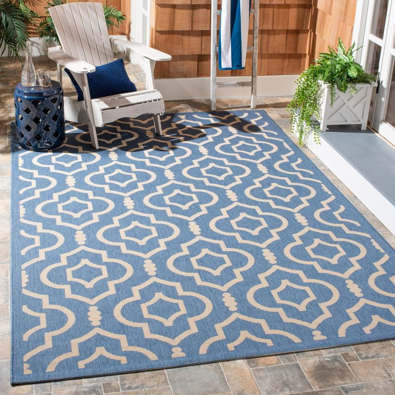 Courtyard CY6926 Power Loomed Indoor and Outdoor Area Rug - Blue/Beige - 9'x12' - Safavieh