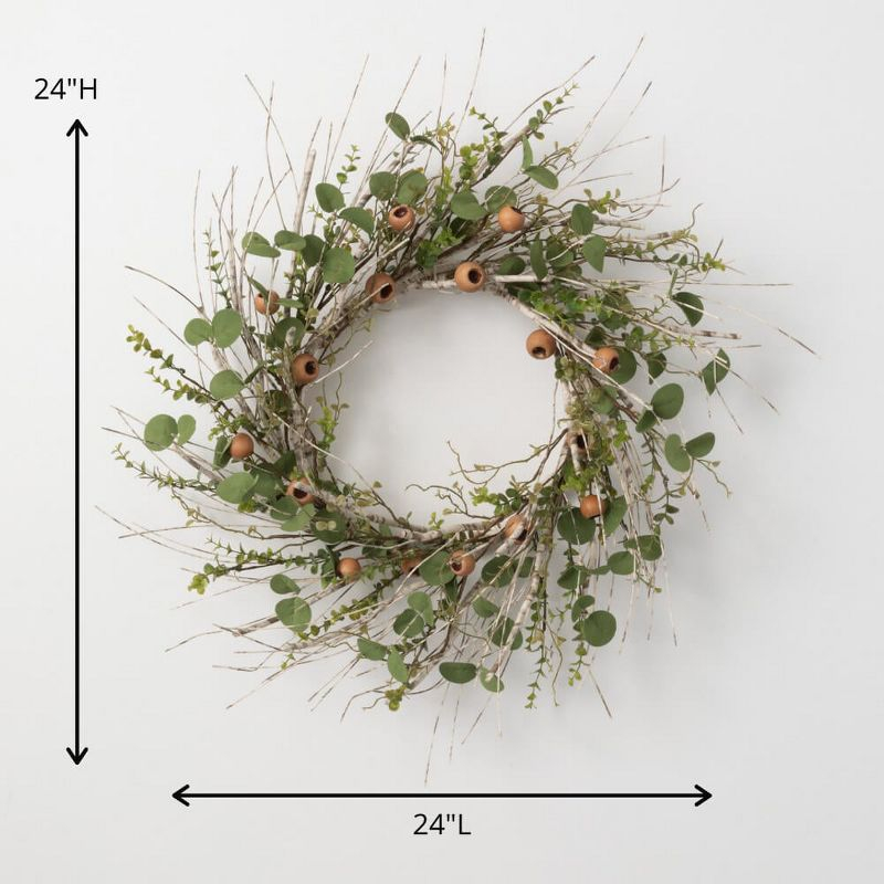 Sullivans Artificial 24" Birch, Eucalyptus And Pod Wreath