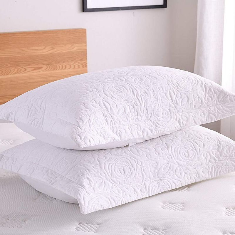 Marcielo 2 Pcs Embroidered Pillow Shams King Size Navy King