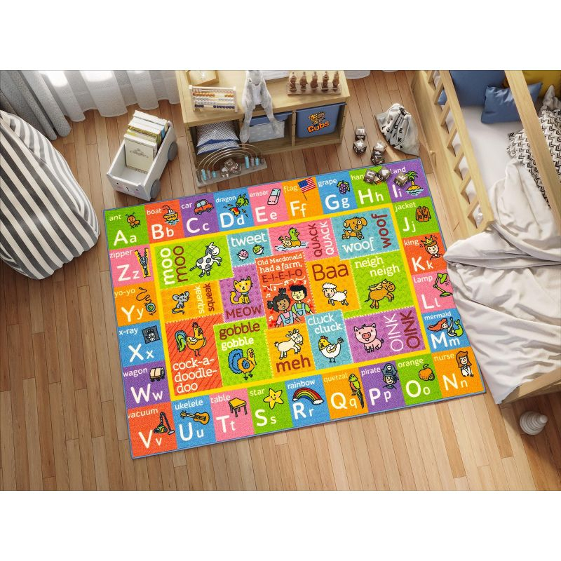 KC CUBS Boy & Girl Kids ABC Alphabet W/ Animals & Sounds Educational Learning & Fun Game Play Nursery Bedroom Classroom Rug Carpet, 5' 3" x 6' 6"
