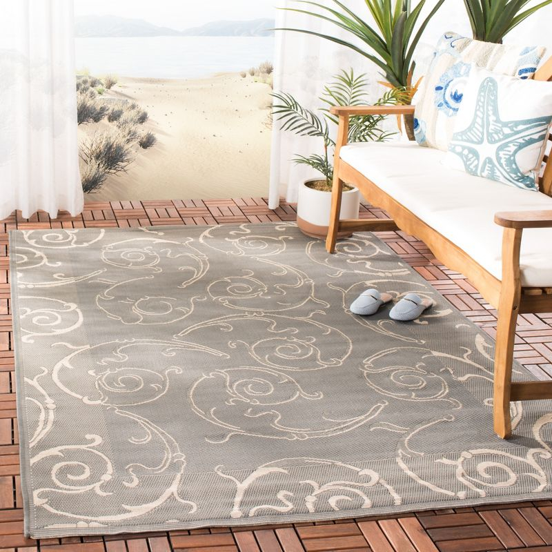 Courtyard CY2665 Power Loomed Indoor and Outdoor Area Rug - Grey/Natural - 5'3"x7'7" - Safavieh