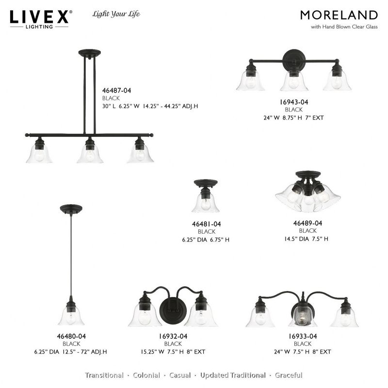 Livex Lighting Moreland 1 - Light Pendant in  Black