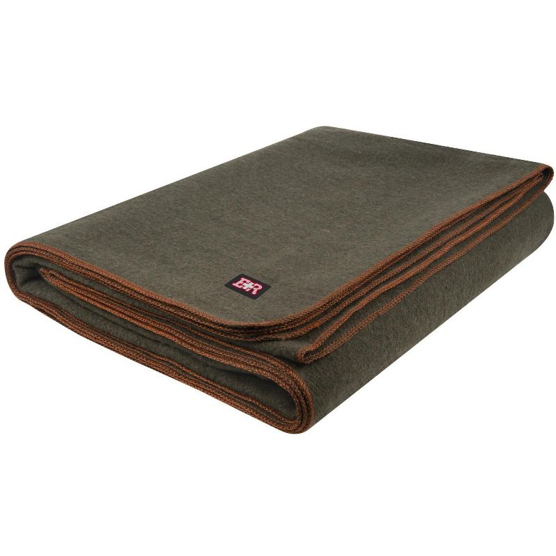 Large Emergency Wool Blanket – Fire-Resistant Green Twin
