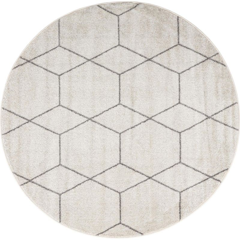 Unique Loom 6' 0 x 6' 0 Trellis Frieze Geometric Ivory Area Rug