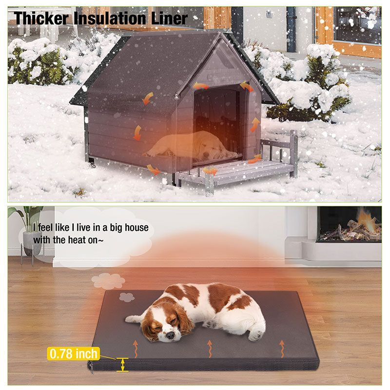 Aivituvin-AIR81-IN Medium Insulated Dog House Gray 32.9"(L) x 45" (W) x 32.6"(H)