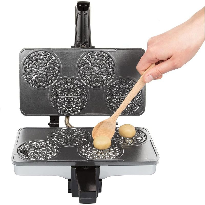 CucinaPro Piccolo Pizzelle Baker- Nonstick Electric Press Makes 4 Mini Cookies at Once w Recipe Guide - Fun Baking Supplies for Parties & Desserts