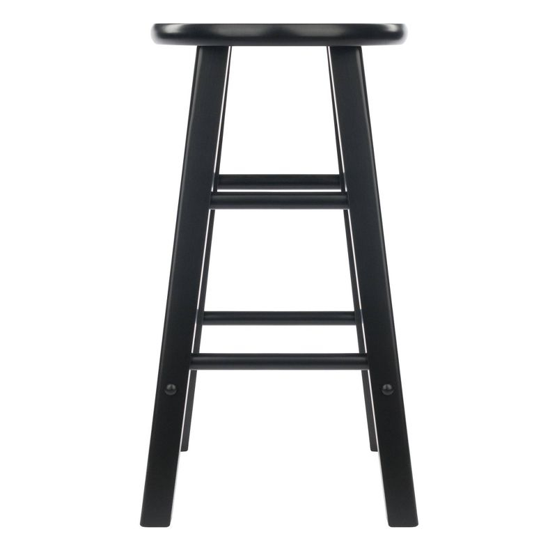 Winsome 2pc 24" Element Counter Height Barstools Black : Round Wood Frame, Non-Upholstered, Fixed Seat Height