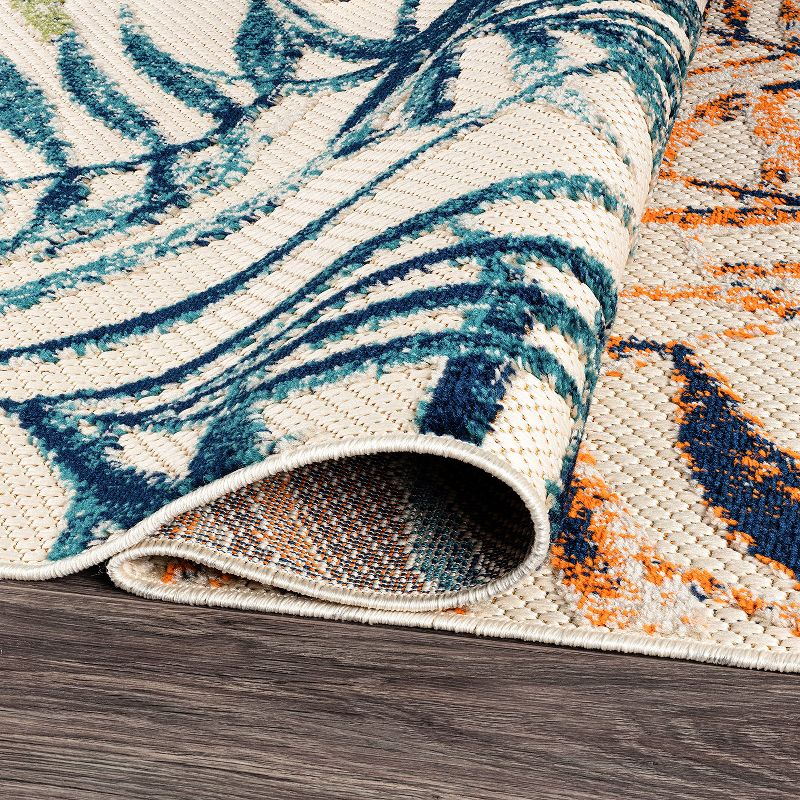 World Rug Gallery Bahama Palm Frond Floral Indoor/Outdoor Area Rug - Multi 5' x 7'