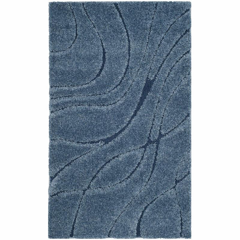 Florida Shag SG471 Power Loomed Indoor Accent Rug - Light Blue/Blue - 4'x6' - Safavieh