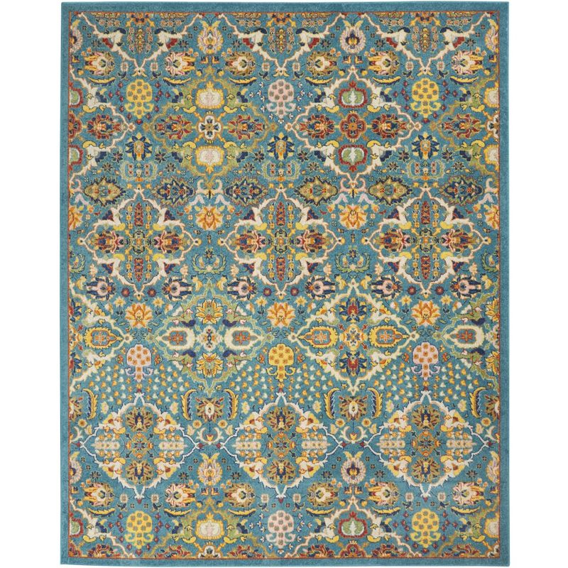 Nourison Allur Boho Indoor Area Rug Turquoise Ivory 9' x 12'