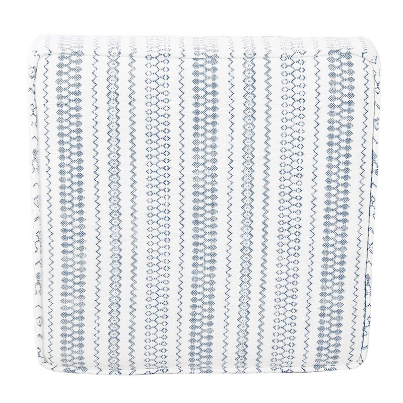 Cole Classics Square Storage Ottoman with Lift Off Top Blue Striped - HomePop: Farmhouse Accent, Wood Legs