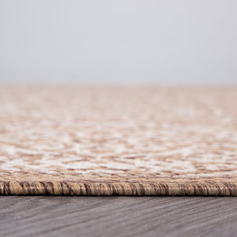World Rug Gallery Transitional Floral Circles Textured Flat Weave Indoor/Outdoor Area Rug - BROWN 7'10"X10'