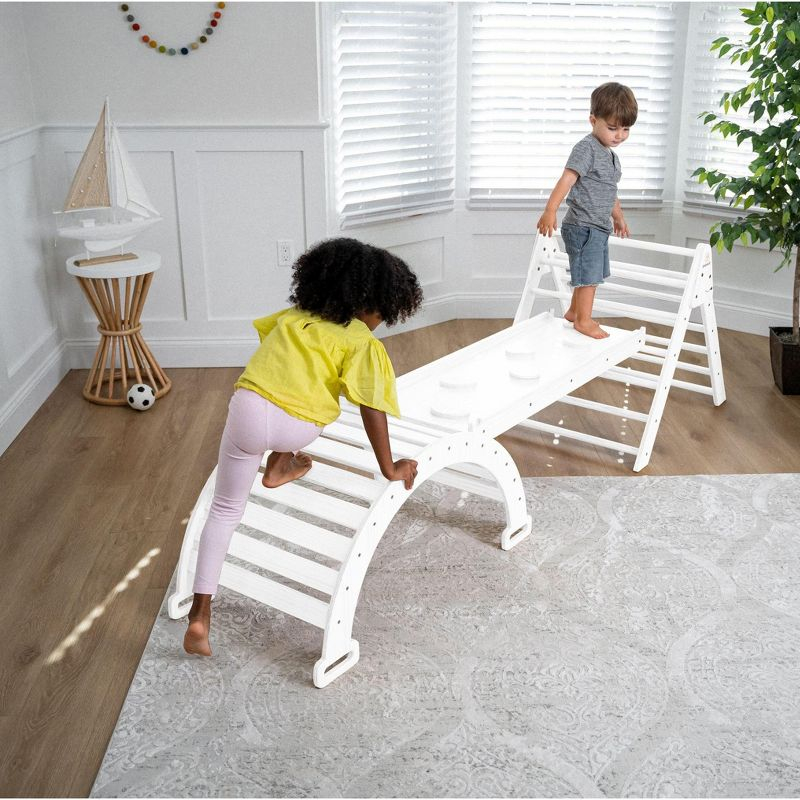 Avenlur Hazel - Pikler Triangle Set with Ladder Slide and Rocker - White