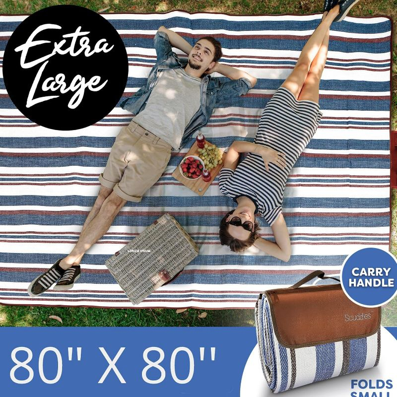 SCUDDLES Picnic Blanket Extra Large, 3-Layer Waterproof, Carry Strap - SCPRBL80