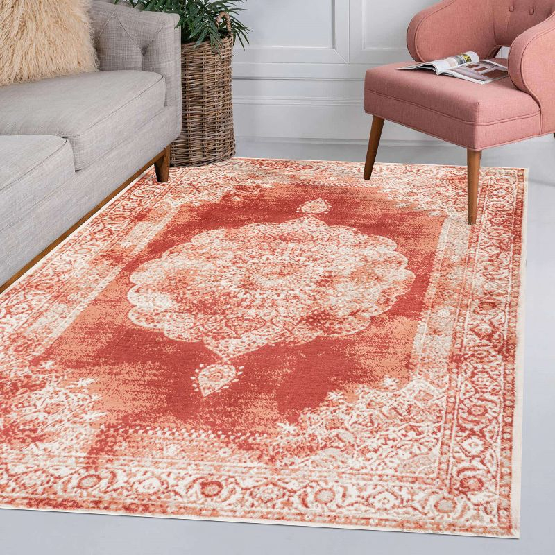 JONATHAN Y Rosalia Cottage Medallion Peach/Ivory 3 ft. x 5 ft. Area Rug