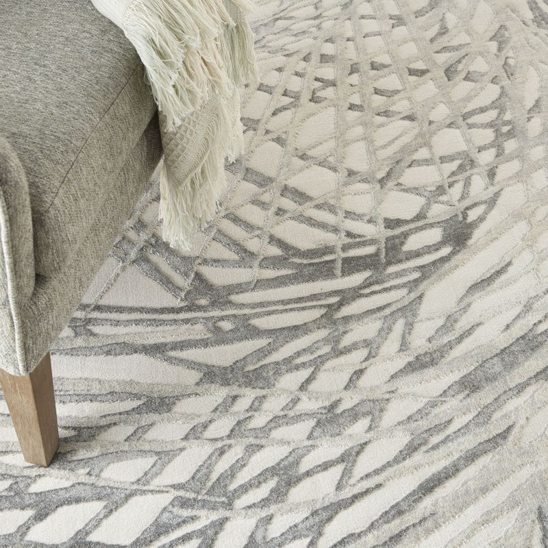 Nourison Rustic Textures Modern Palm Indoor Area Rug Ivory/Grey 3'11" x 5'11"
