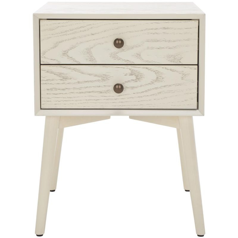 Scully 2 Drawer Nightstand - White Washed/Antique Gold - Safavieh