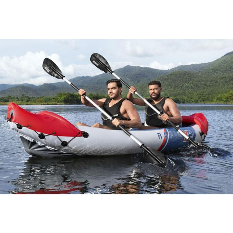 Bestway Hydro-Force Rapid X2 Inflatable 2 Person Kayak Outdoor Lake and River Water Sport Set with 2 Paddles, Hand Pump, and 2 Removable Fins