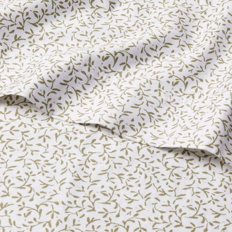 Twin/Twin XL Printed Performance 400 Thread Count Sheet Set Green Vine - Threshold™: Cotton Sateen, 3-Piece Set, OEKO-TEX Certified