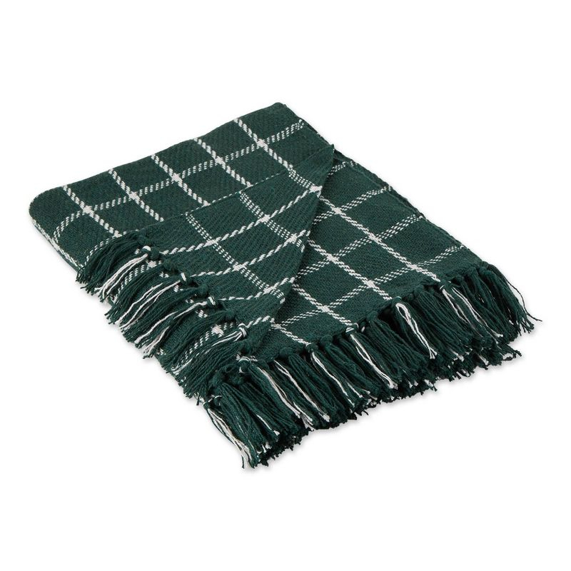 50"x60" Checked Plaid Throw Blanket Dark Green - Design Imports: Lightweight, Woven Cotton, Cozy for All Ages