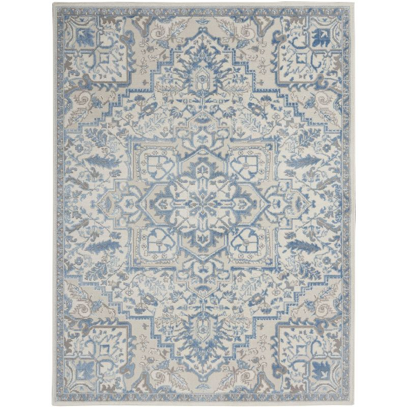 Nourison Elation Bohemian Medallion Indoor Rug Ivory Blue 4' x 6'