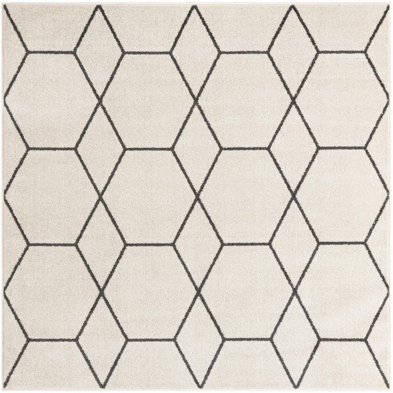Unique Loom 6' 0 x 6' 0 Trellis Frieze Geometric Ivory Area Rug