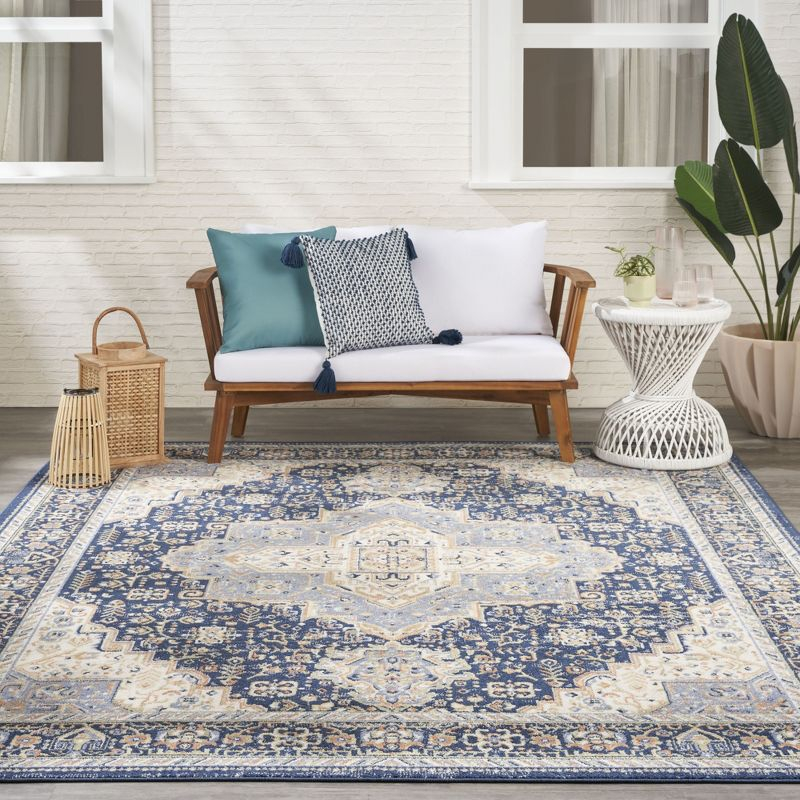 Nourison Essentials Persian Vintage Indoor Outdoor Area Rug Navy 8' x 10'