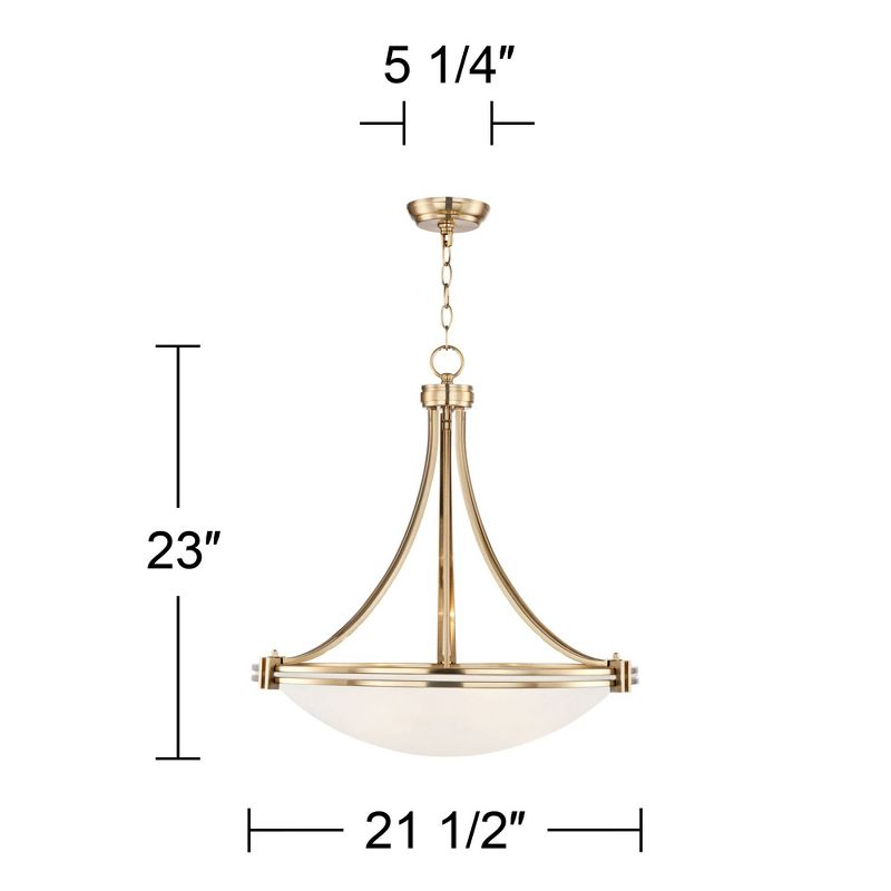 Possini Euro Design Deco Warm Brass Pendant Chandelier 21 1/2" Wide Modern White Marbled Bowl Glass 3-Light Fixture for Dining Room Kitchen Island