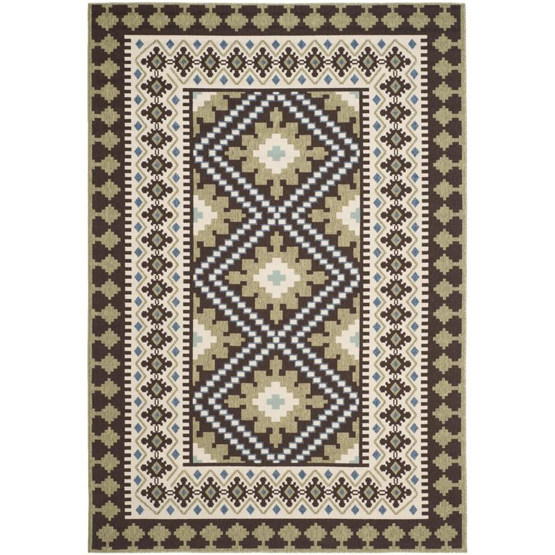 Veranda VER099 Power Loomed Indoor/Outdoor Area Rug - Chocolate/Green - 5'3"x7'7" - Safavieh