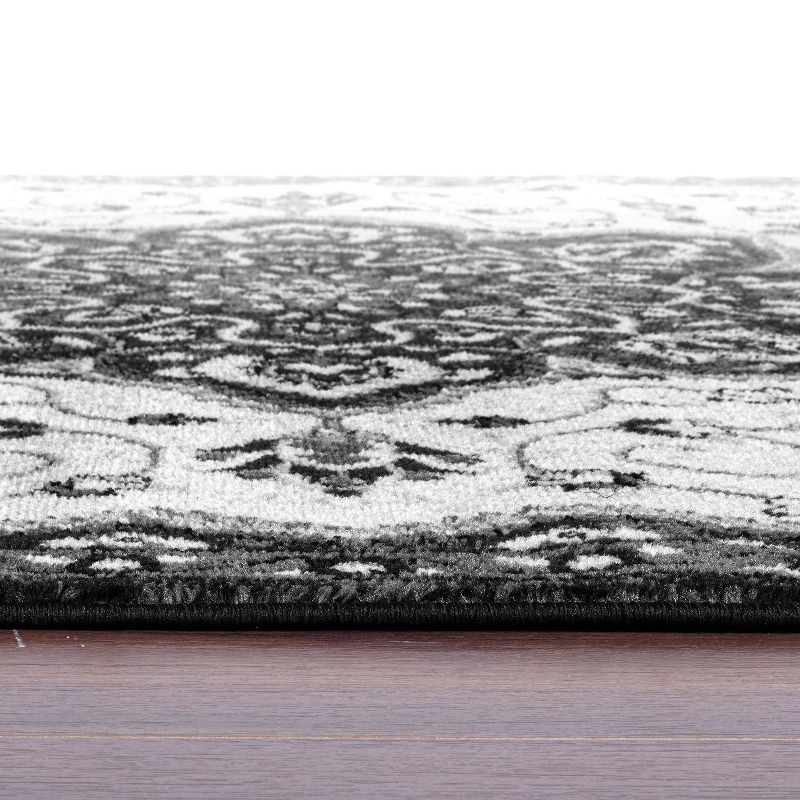 World Rug Gallery Traditional Medallion Area Rug - BLACK 5' X 7'