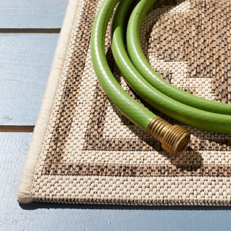 Beach House BHS121 POWER LOOMED Indoor/Outdoor Area Rug - Beige/Cream - 4'x4' - Safavieh