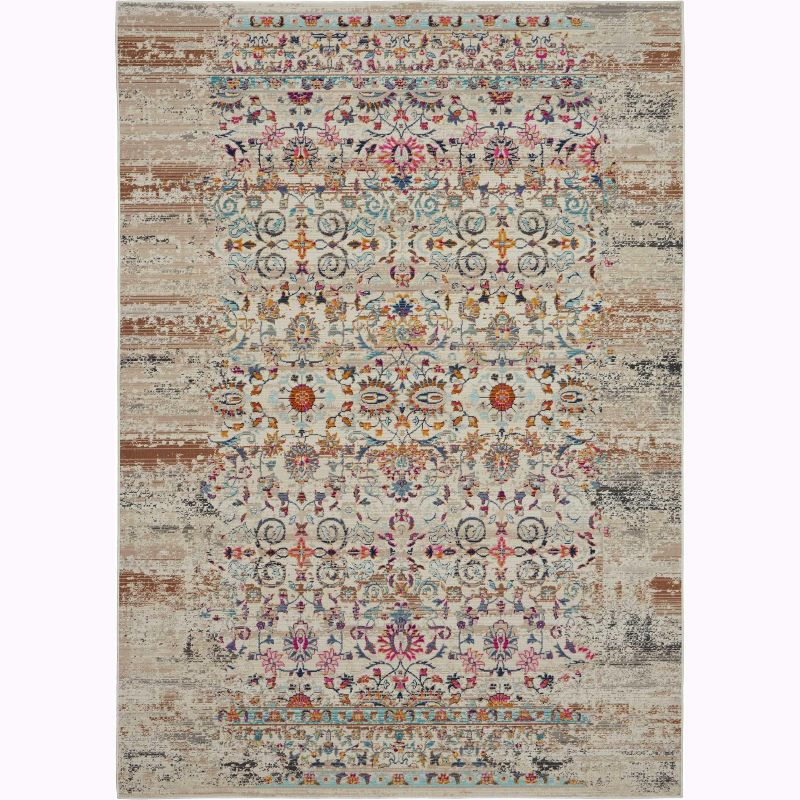 Nourison Vintage Kashan VKA02 Ivory/Light Blue/Orange Indoor Area Rug - 4' x 6'