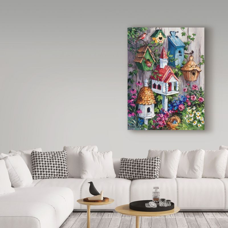 Trademark Fine Art - Barbara Mock 'Birdhouse Cottage' Canvas Art - 14x19
