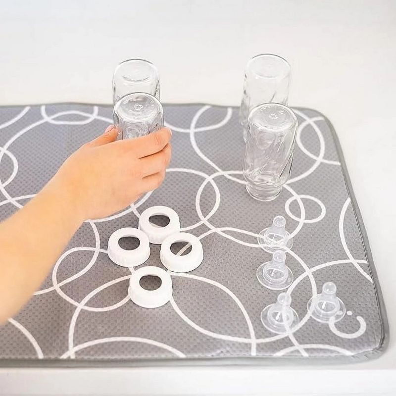 LunaLulinlk Microfiber Kitchen Counter Dish Drying Mats, Gray, Set of 2