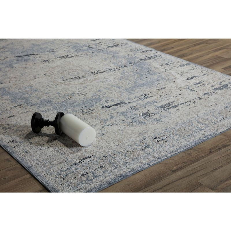 Rugs America Castle CB400A Blue Tan Abstract Transitional Blue Area Rug for Dining Room Rug Neutral Rug Living Room Rug Kitchen, 2'3"x8'
