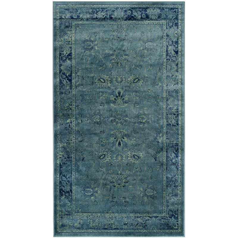Vintage VTG117 Power Loomed Indoor Skid-Resistant Accent Rug - Turquoise/Multi - 3'3"x5'7" - Safavieh